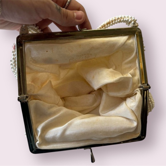 1950s Lumured Corde’ Beaded Purse, Vintage Top Handle Handbag, Mid Century Purse - Picture 5 of 6